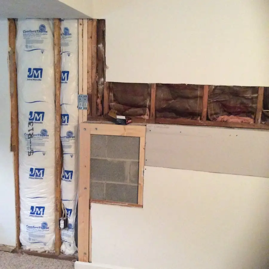 Wall insulation replacement during Basement Flood Cleanup in Carlisle